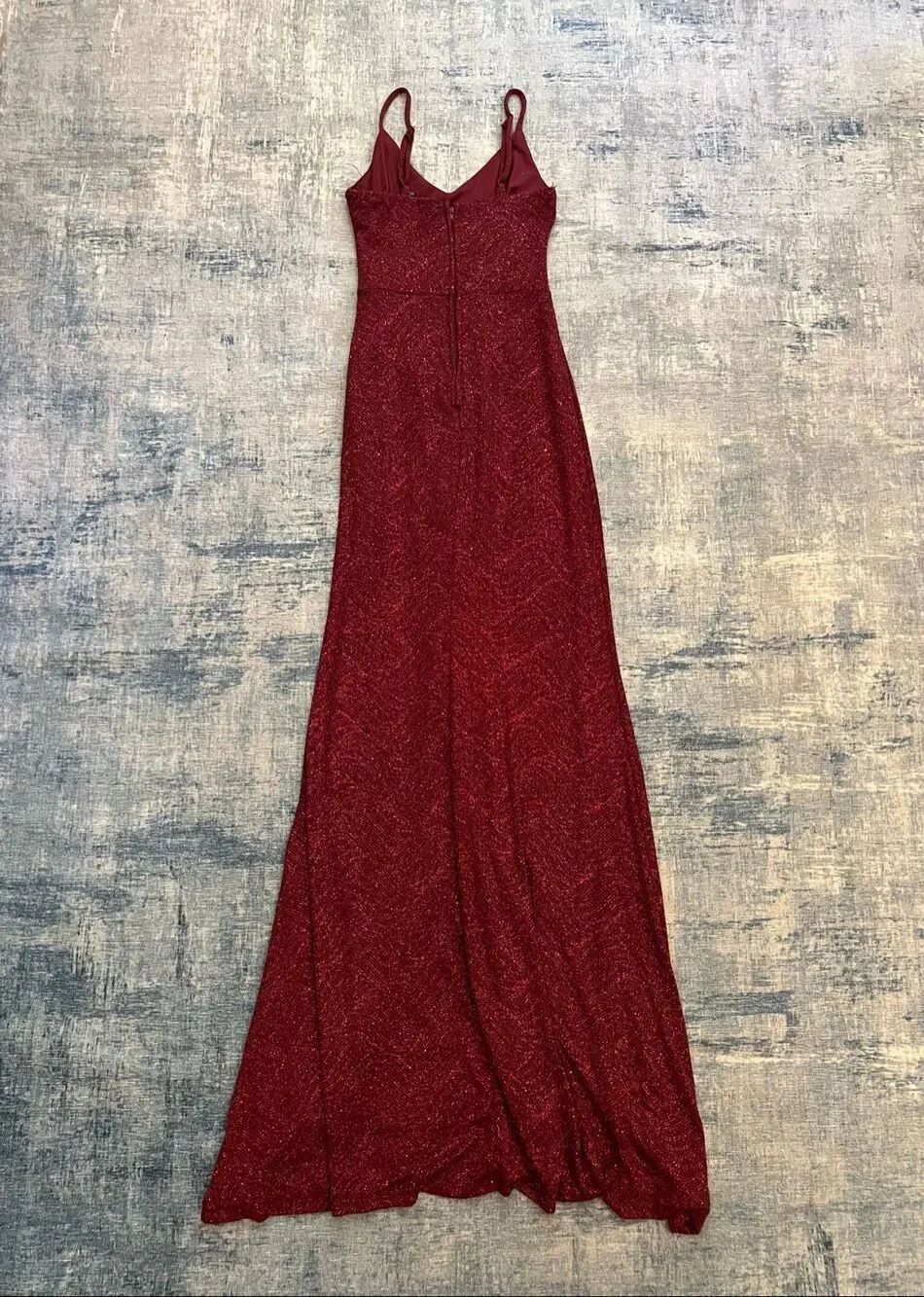 Windsor Burgundy Wine Keira Glitter Knit High Slit Formal Dress Size 1 / 2 - Picture 4 of 10